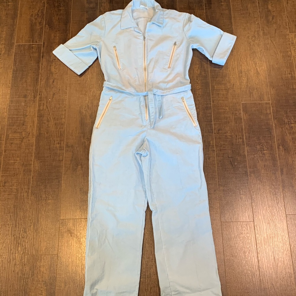 Vintage 1970’s Powder Blue Corduroy Jumpsuit - Picture 2 of 16